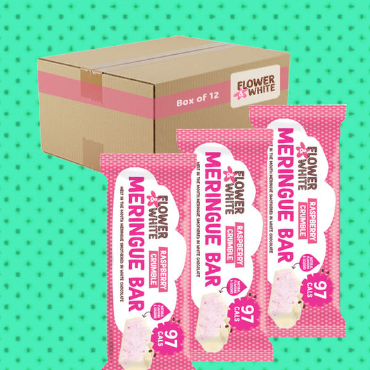Flower & White Raspberry Crumble Meringue Bar 12 x 20g