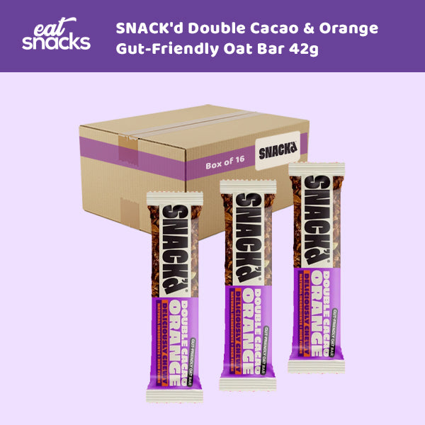 SNACK'd Double Cacao & Orange Gut-Friendly Oat Bar 42g 0000473