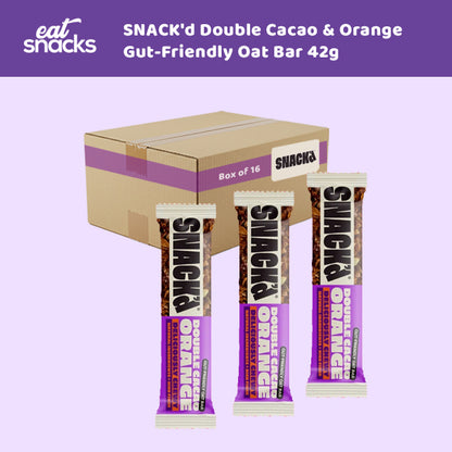 SNACK'd Double Cacao & Orange Gut-Friendly Oat Bar 42g 0000473